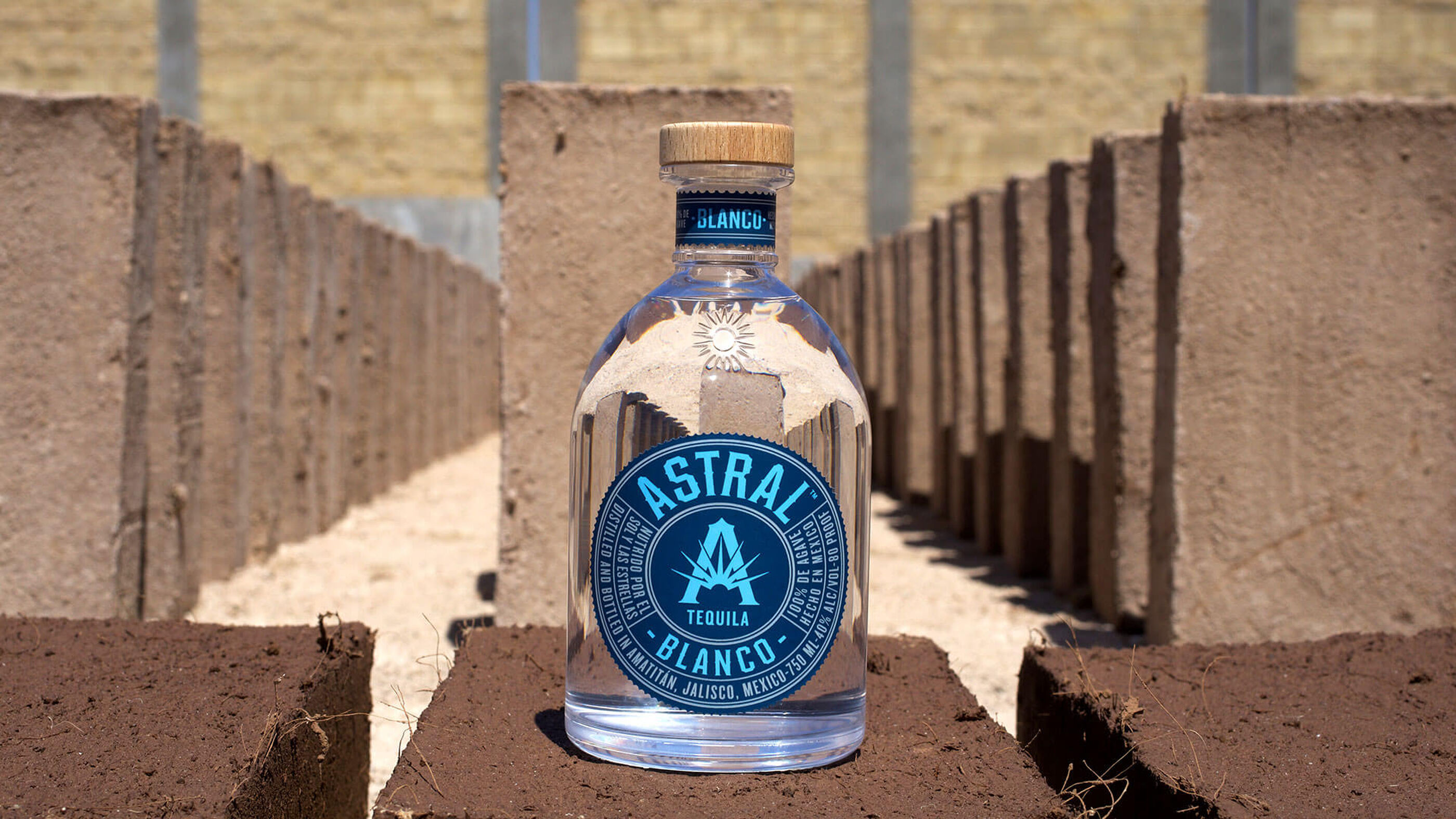 Image of Astral Tequila on a recycled agave brick